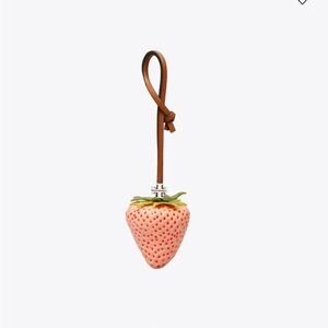 Tory Burch Pink Strawberry Keychain with Brown Loop. Sold out. $165 retail.
